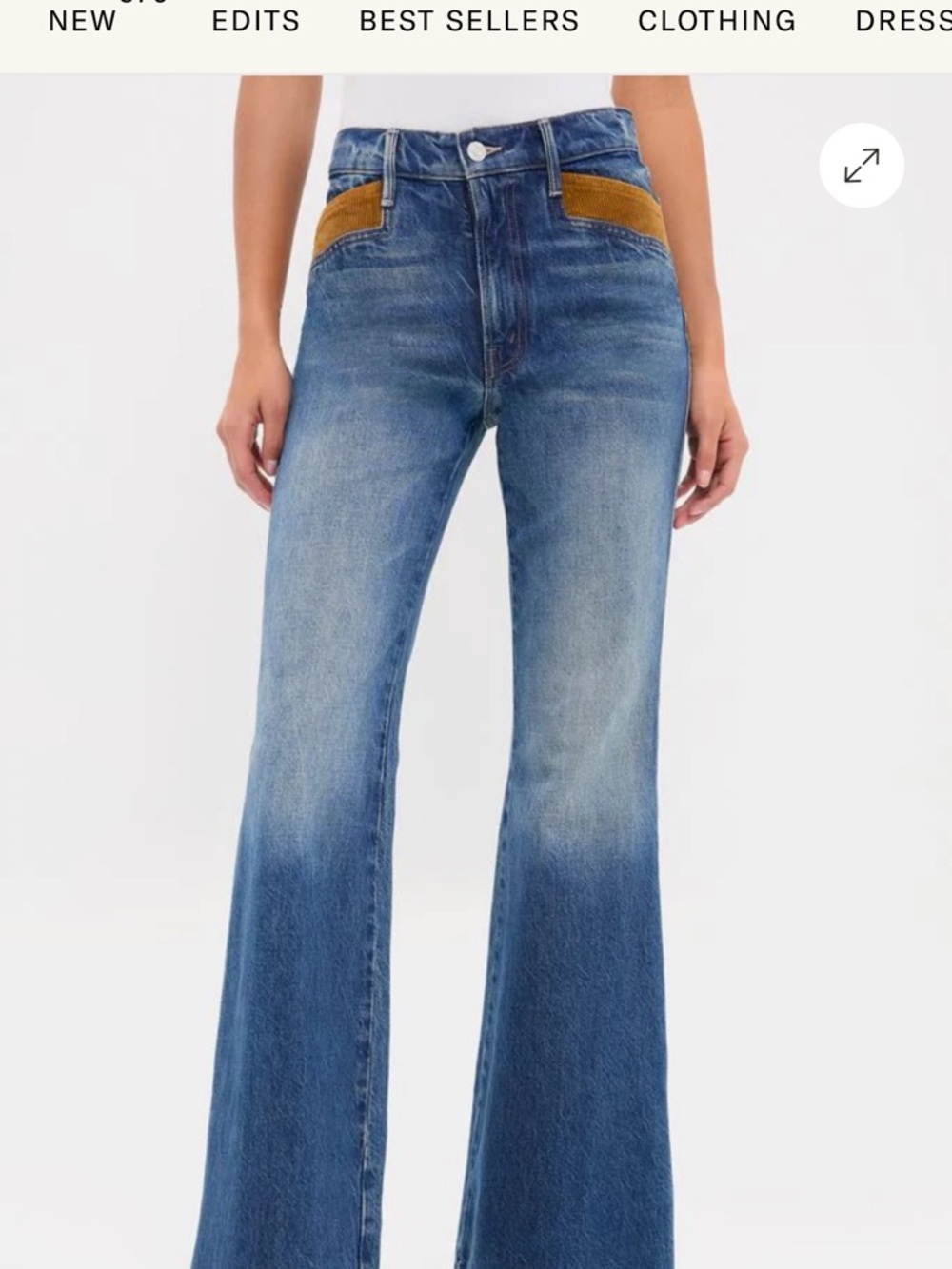 Mother doozy High-Rise Wide-Leg Flare Jeans in Medium Blue NWT - Picture 2 of 4